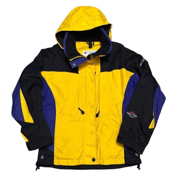 VINTAGE COLUMBIA Y2K Yellow Water Resistant Windbreaker Ski Jacket Womens Medium - Picture 1 of 8